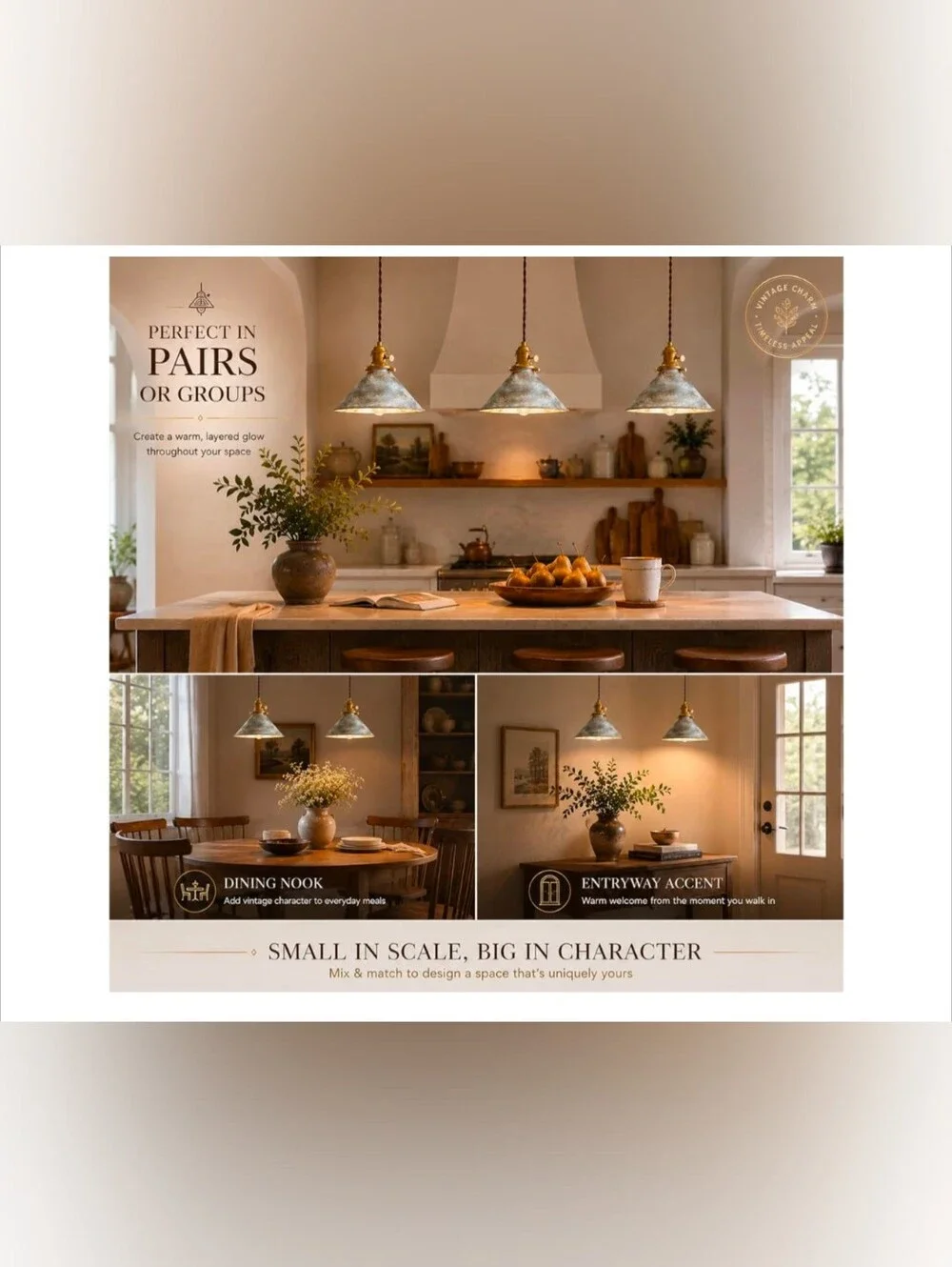 Rustic Pendant Light 2 Pack with Vintage Silver Hanging Metal Lampshade NIB